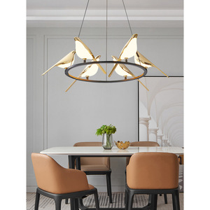 Lustre d'art d'oiseau de luxe postmoderne pour table à manger, style nordique minimaliste, lumière suspendue de designer, pieuvre, LED, fer, cristal, or - Product Image 4