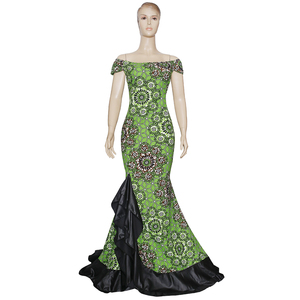 H & D Nouveaux vêtements de <span class=keywords><strong>couple</strong></span> africains Robe de mariage africaine à épaules dénudées pour femmes en coton imprimé <span class=keywords><strong>wax</strong></span> - Product Image 3