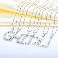 Pendentif initial en argent sterling 925 avec alphabet de A à Z, pavé de zircon cubique, pendentif personnalisé avec lettre, bijoux fins pour femmes, cadeau
