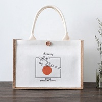 Bolsas de yute plegables con logotipo personalizado, reciclables, ecológicas, naturales, baratas, con lienzo y botón