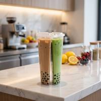 Transparante 2-delige plastic split cup, wegwerpbaar, voor twee personen, geschikt voor sap, koude dranken, matcha, bubble tea, melkthee, hartvormig