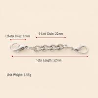 Chaîne d'extension en métal à double fermoir mousqueton pour porte-clés et accessoires de sac, chaîne à maillons en alliage de zinc, matériel de fabrication de bijoux DIY, cordon