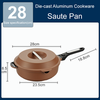 Ensemble de sauteuses en aluminium de couleur marron avec poignée détachable allant au four