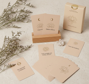 Cartes d'affirmations positives sur le thème <span class=keywords><strong>de</strong></span> l'autosoins, personnalisables en gros, avec support en bois et boîte - Product Image 1