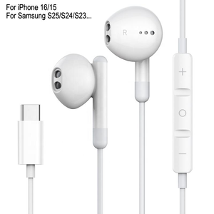 USB-C digitale USB C tipo C cablata in auricolari auricolari per <span class=keywords><strong>iPhone</strong></span> Samsung 15 16 Pro Max S25 S24 S23 S22 <span class=keywords><strong>con</strong></span> microfono - Product Image 6