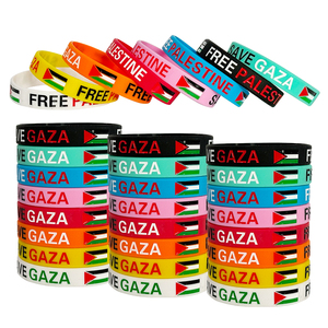 Vòng tay silicon Palestine in logo tùy chỉnh, cờ quốc gia Palestine, vòng đeo tay silicon dập nổi bằng cao su - Product Image 3