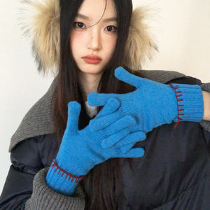 2025 automne hiver femmes rétro coupe-vent cyclisme doigt gants chaud laine contenant couleur Pure écran tactile personnalisé quotidien - Product Image 6