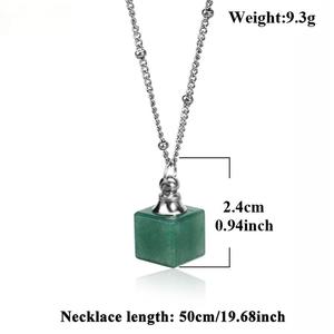 Collar con Colgante de Piedra de Obsidiana Negra en Forma de Cubo, Cristal Curativo, Amatista, Piedra Cuadrada, Botella para Difusor de Aceites Esenciales - Product Image 3
