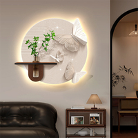 Décoration de salon de style moderne et simple, peinture LED, simulation de plante verte, peinture en grès, décoration murale