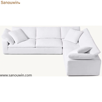Canapé d'angle en tissu lin blanc, style nuage, moderne, pour salon, personnalisable, luxe, vente chaude