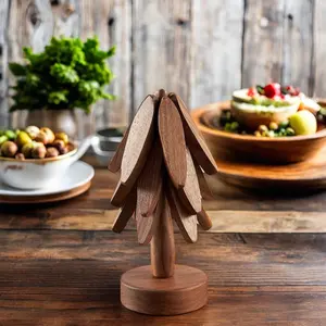 Accessories Tree Shaped Ornaments Walnut coasters Solid Wood Insulation Mat Anti Scald Dining Table Mat Dish Cup Coasters