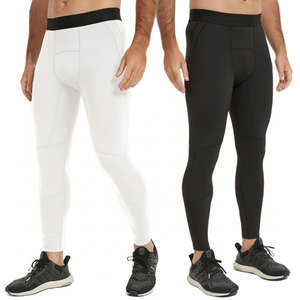 Pantalones de fitness ajustados elásticos de secado rápido para hombre 7/8 con compresión para entrenamiento deportivo Leggings para correr - Product Image 1