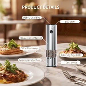 <b>Mini</b> Portable Metal Stainless Steel Salt Pepper <b>Grinder</b> Rechargeable Pepper <b>Grinder</b> <b>Mini</b> Pepper <b>Grinder</b> - Product Image 6