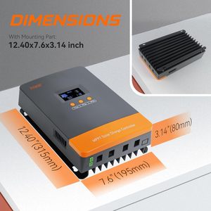 คอนโทรลเลอร์ชาร์จพลังงานแสงอาทิตย์ PowMr MPPT 100A รองรับการเชื่อมต่อแบบขนาน สำหรับแบตเตอรี่ 12/24/36/48VDC - Product Image 3