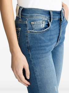 Pantalon en jean en denim de haute qualité pour femmes taille haute évasé respirant Style Vintage coupe ajustée délavé pour toute la taille solide - Product Image 6
