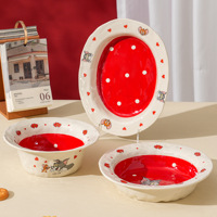 Ensemble de vaisselle de haute qualité, festif, mignon, en céramique, bol rond, assiette, ensemble de vaisselle Tom et Jerry avec boîte cadeau