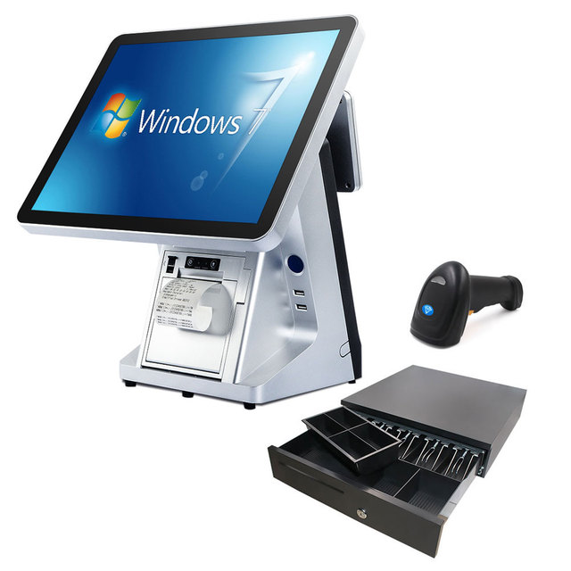15 Inch Dual Screen All in One Touch Restaurant Pos Sale System Hardware With Printer