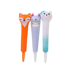 Cute cartoon design promotional squishy gel pen for students memory foam easily recovery decompression ballpoint pen