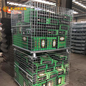 E-DECK cina heavy duty smontabile pieghevole maglia di filo di acciaio dolce in metallo impilabile carrello elevatore capannone industriale contenitore gabbia - Product Image 1