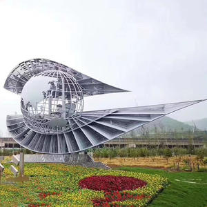 Escultura de Acero Inoxidable para Paisajes a Gran Escala, Abstracta, Urbana, para Campus, Parques y Plazas, con Elementos Acuáticos, Elegante y Sofisticada - Product Image 4