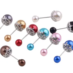 Manufacturers Wholesale High Quality Double Pearl Brooch Decoration Accessories Muslim scarf Brooch Silk Scarf pins