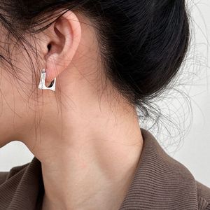 Yinruitai S925 Sterling <b>Silver</b> Geometric <b>Huggie</b> Earrings Minimalist Style For Women Everyday Wear - Product Image 2