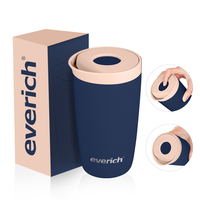 Everich ODM vente en gros 12oz tasse à café à large bouche avec bouton poussoir sans BPA double paroi isolée sous vide