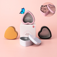 Vente en gros 50ml vide cosmétique en forme de coeur boîte avec ouverture de fenêtre bonbons cadeau rose or ruban rouge noir blanc ruban pot en étain