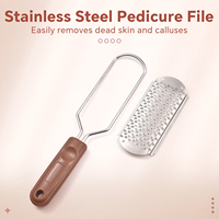 Râpe à pieds professionnelle en acier inoxydable avec manche en bois, double face, durable, pour éliminer les callosités et les peaux dures