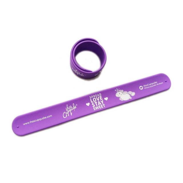 Custom Printing Slap Bracelet Silicone Plush Snap Band Silicone Slap Wristband Kids Slap Bands