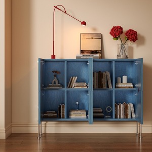 Credenza a doppia anta <span class=keywords><strong>in</strong></span> <span class=keywords><strong>legno</strong></span> <span class=keywords><strong>massello</strong></span>, stile nordico italiano, senza vernice, per soggiorno, sala da pranzo o studio - Product Image 1
