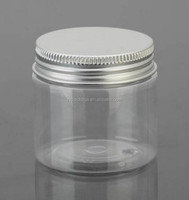 Pot en plastique PET transparent ambré de 50 ml, 100 ml, 150 ml, 200 ml, 250 ml, 300 ml avec couvercle en aluminium pour emballage cosmétique et alimentaire – Vente en gros