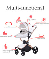 Poussette de voyage de luxe Purorigin OEM&ODM, pliable, avec cadre en alliage d'aluminium 3 en 1, pour bébé