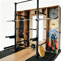Sistema de Almacenamiento de Fitness Plegable para Gimnasio en Casa, Montado en la Pared, Estilo Crossfit, con Barra de Dominadas y Soporte para Pesas