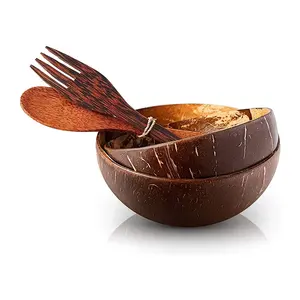 Organic Natural Handmade Coconut Shell Bowls With Spoon Eco-friendly Coconut Bowls Set