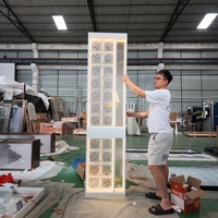 Cloison de séparation en verre en acier inoxydable sur mesure pour usine - Écran de séparation en verre texturé rétroéclairé par LED pour hôtel, restaurant, maison