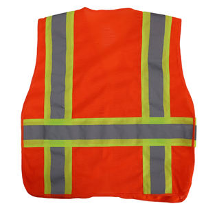 可调节腰部ANSI高能见度背心建筑工程5口袋对比反光带钩环标志网眼 - Product Image 2