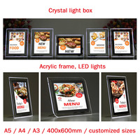 Support de Table pour restaurant, boîte à lumière LED en cristal acrylique, panneau de menu, boîte lumineuse