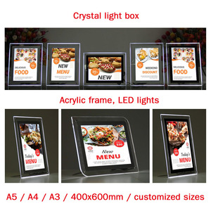 Bảng Đứng Acrylic Crystal Nhà Hàng Hộp Đèn LED Menu Bảng Hiệu Lightbox - Product Image 6