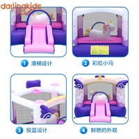Château gonflable licorne DarlingKids avec toboggan, unité combinée château de saut pour enfants, maison gonflable avec cerceau