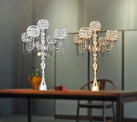 5 bras argent métal cristal bougeoir décoration de mariage Table pièce maîtresse mariage décor candélabre métal fleur support