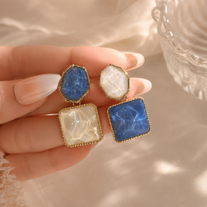 Sparkling Water Gemstone Grain Irregular Square Oval Premium Eardrops Wholesale Pendant <b>Earrings</b> for Woman - Product Image 1
