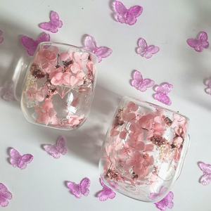 Mug en verre cylindrique double paroi avec poignée, motif floral séché frais et simple, cadeau créatif polyvalent de grande valeur - Product Image 3