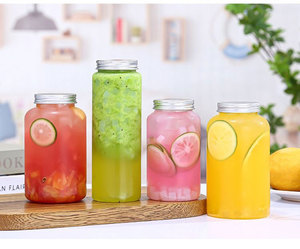 PET <b>Plastic</b> Beverage <b>Jar</b> <b>with</b> Aluminum Screw Top Cylinder Shape for Drink Storage - Product Image 6