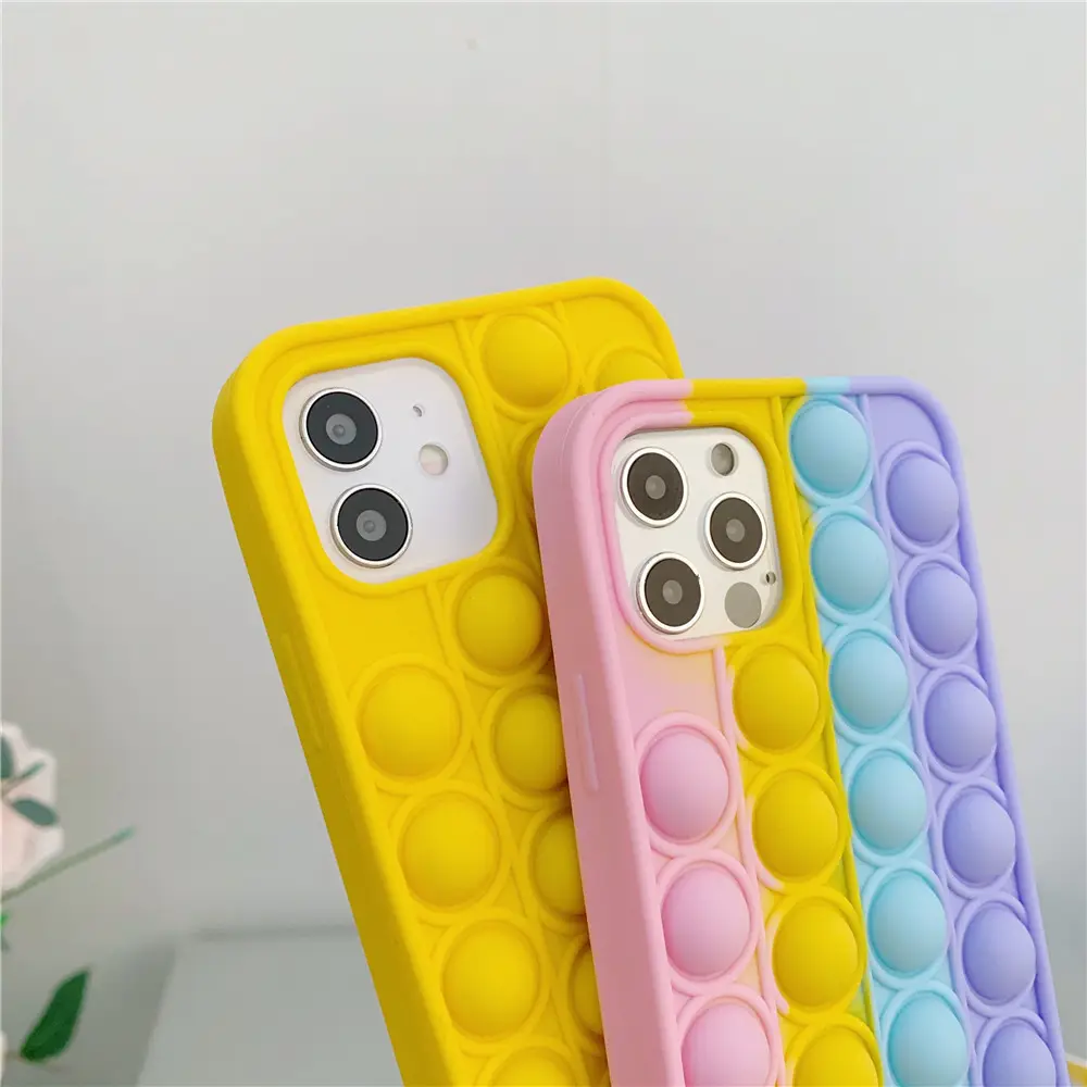 Laudtec Kids Girls Men 3D Skin Funny Shell Silicone Cute Cover Push Bubble Fidget Toys Phone Case For iPhone 13 Pro Max 12 Mini