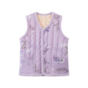 Gilet Asiatique Personnalisable, Motif Floral avec Accents en Velours, Vêtement d'Extérieur Élégant pour Femmes d'Âge Moyen - Product Image 6