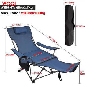 Silla Plegable para Acampar al Aire Libre WOQI, Marco de Aluminio, Tela Oxford, Ligera, Portátil, Reclinable, Silla de Jardín, Azul Marino - Product Image 3