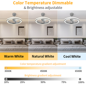 Ventilador de Techo Silencioso Plateado de 25 Pulgadas con Luz LED Regulable de 3 Colores, 6 Velocidades, Control Remoto y por Aplicación para Dormitorio - Product Image 4