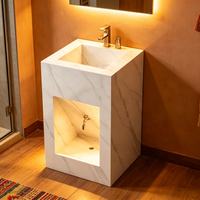 2026 Lavabo sur pied de style musulman en pierre de quartz, ardoise, roche et marbre, avec bac de lavage des pieds en forme de cube, pour salle de bain