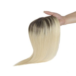 Topper mono fin EMEDA blond cendré ombre brune pour femme blanche pièces de cheveux humains - Product Image 4